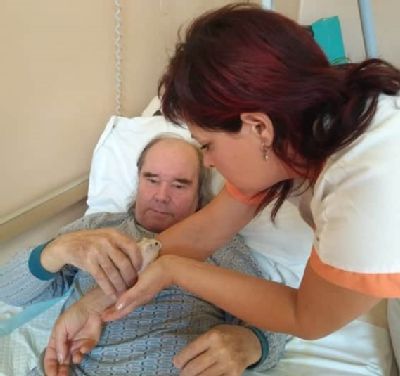Džungarská rodinka křečků těší v lounské nemocnici klienty sociální služby